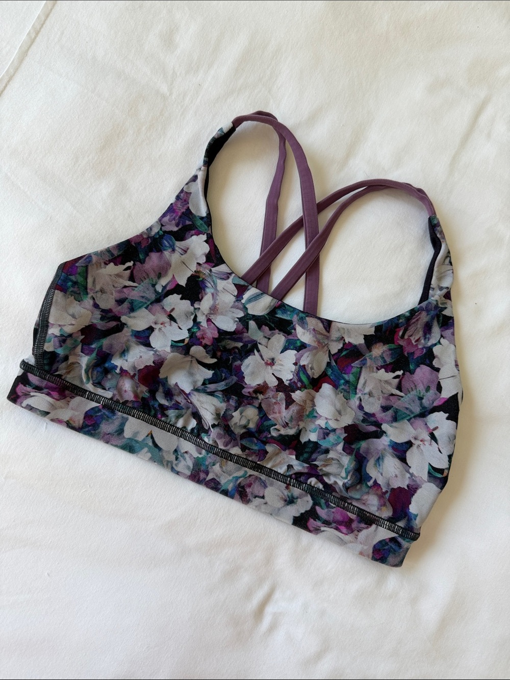 lululemon athletica Energy Purple Floral Strappy Sports Bra